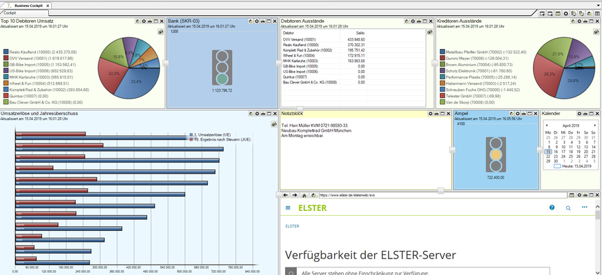 Die Fibu-Software syska Euro Fibu zeigt Umsätze, Erlöse und Ausstände auf einen Blick