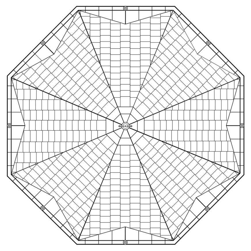 Der Grundriss ergibt von oben betrachtet ein regelmäßiges Achteck﻿