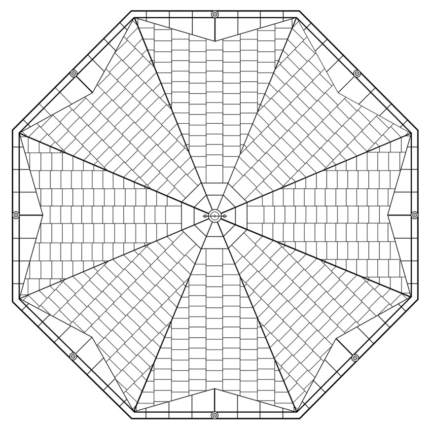 Der Grundriss ergibt von oben betrachtet ein regelmäßiges Achteck﻿