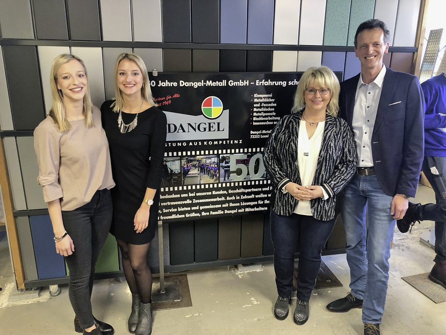 Dritte Generation: Franziska mit Schwester Elena Dangel und Patricia Dangel (kaufmännische Leitung) sowie Geschäftsführer Frank Dangel