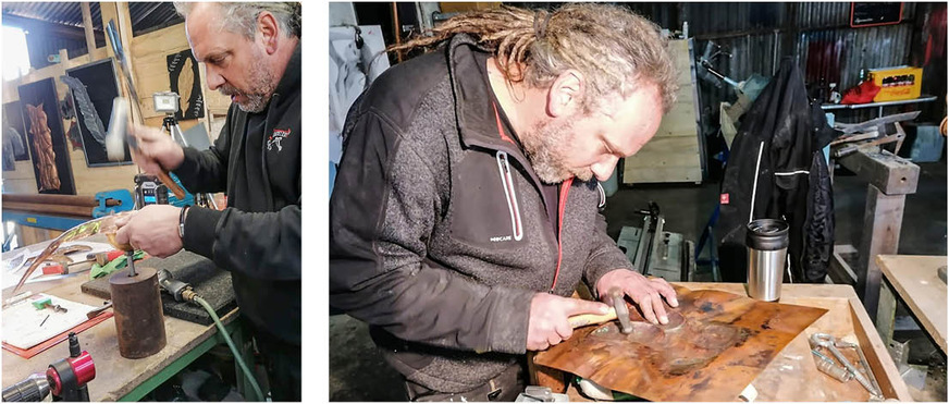 Treibarbeit: Der auf Schieferarbeiten spezialisierte Dachhandwerker hat ein Herz für Baumetalle