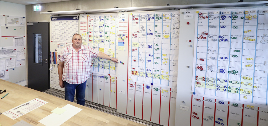 Blick ins Lerchenmüller-Herz: In der Logistikabteilung werden Materialvorbereitung, Baustellenabläufe, aber auch die Zusammenstellung der Montageteams geplant