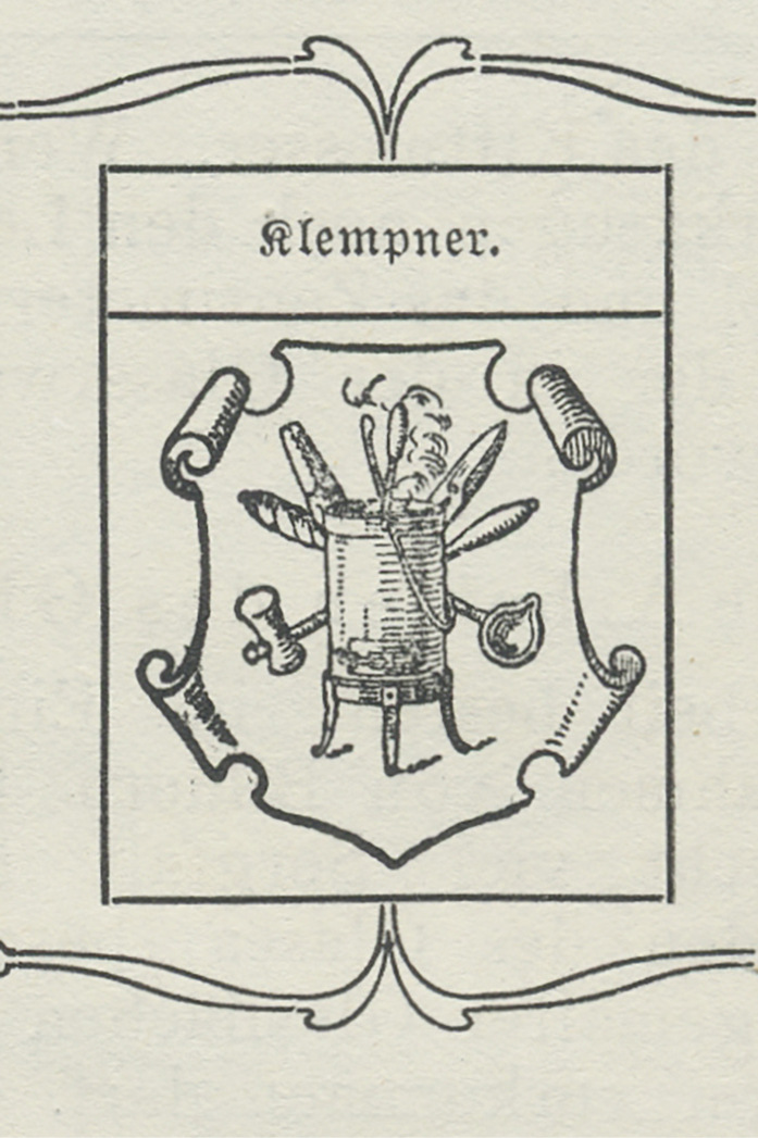 Rarität: das im Buch abgebildete Klempnerwappen