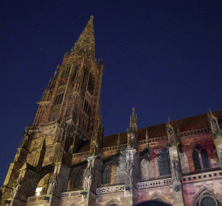 Das Freiburger Münster bei Nacht