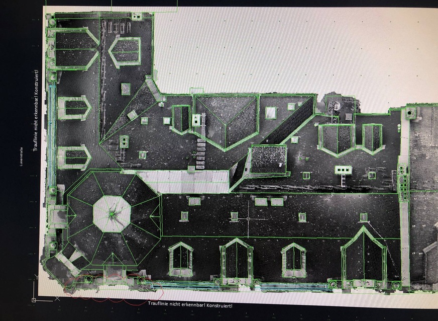 Nach dem Drohnen-Aufmaß wurden die erfassten Maße in ein CAD-Datenmodel übertragen