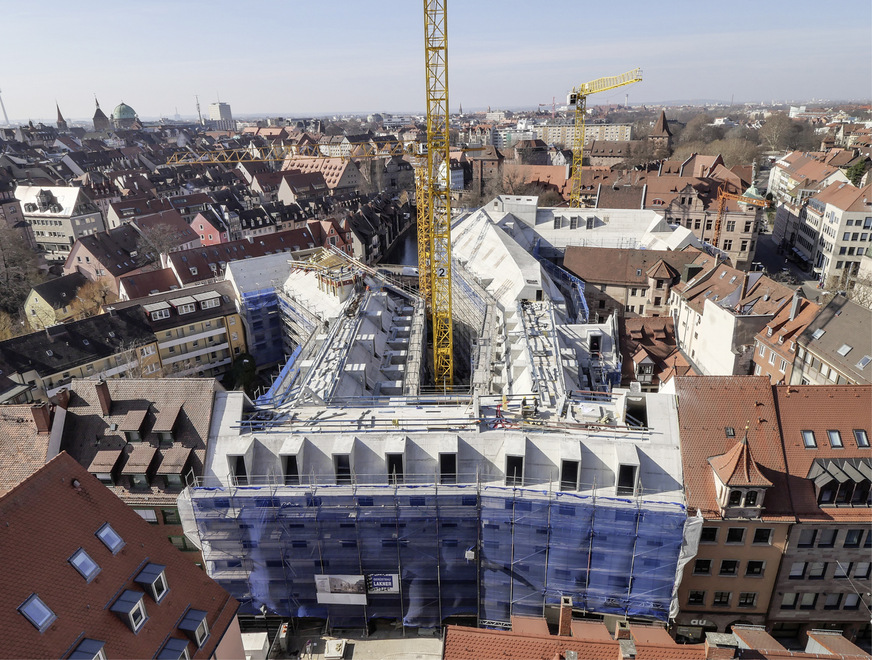 Die betonierte Dachlandschaft des Augustinerhofs Nürnberg im Jahr 2018