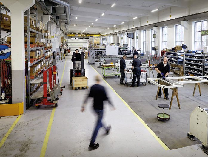 Aus einer Hand: In Götene werden die innovativen Cidan-Blechbearbeitungsmaschinen auf rund 7500 m² Produktions- und Montagefläche von A bis Z gefertigt