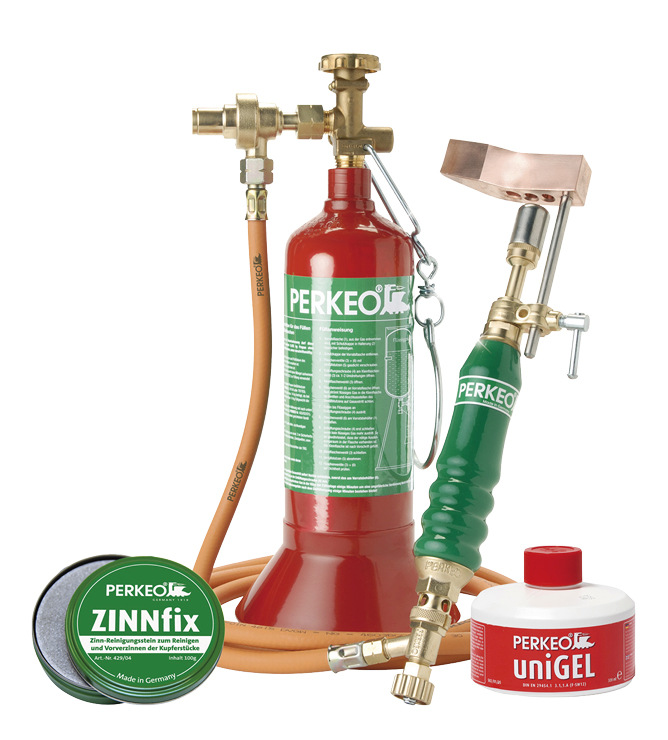 1&nbsp;Als Set ist die Perkeo-Weichlötanlage bei Spenglern und Metalldachprofis besonders beliebt