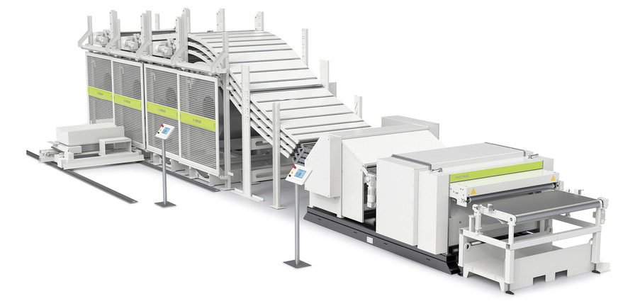 Drei modular integrierbare Automationseinheiten – Blecheinzug-, Blechwende- und Blechentnahme-Einheit – machen aus dem TD Doppelbieger von Thalmann eine hocheffiziente Langabkantmaschine zur vollautomatischen Blechprofilherstellung