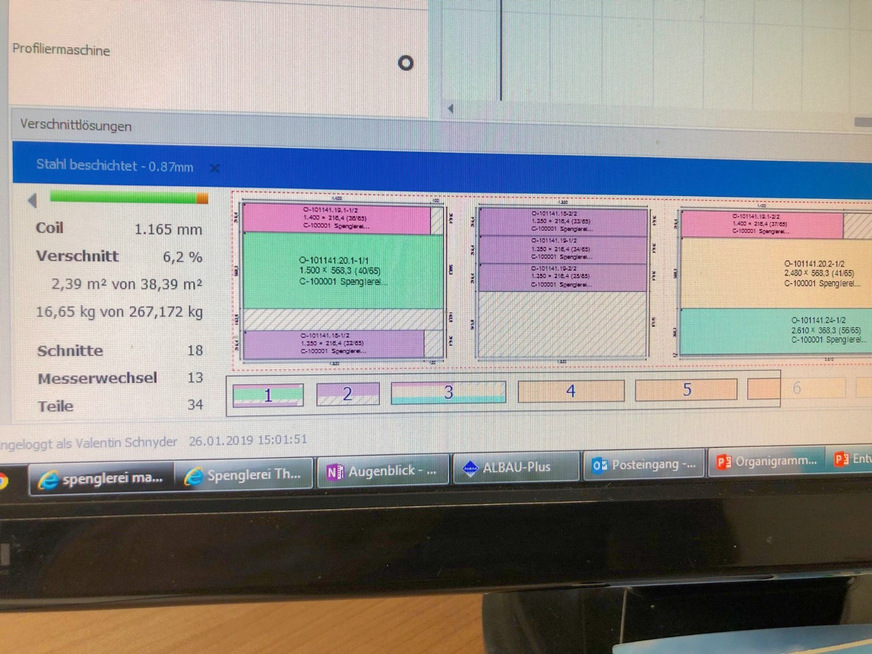 Planung: Im Fachbetrieb Schnyder wird zur Optimierung des Verschnitts die Software Bendex eingesetzt