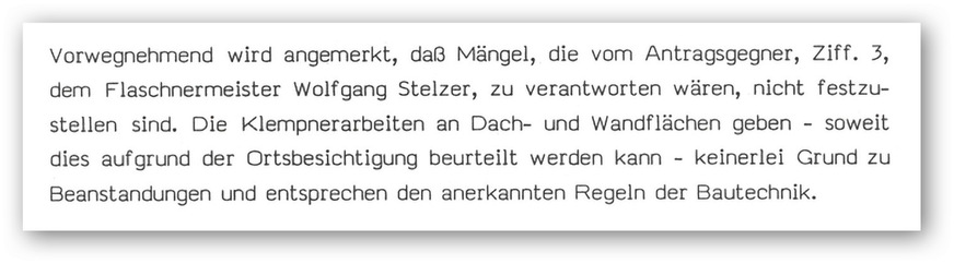 Auszug aus dem Gerichtsgutachten von 1985