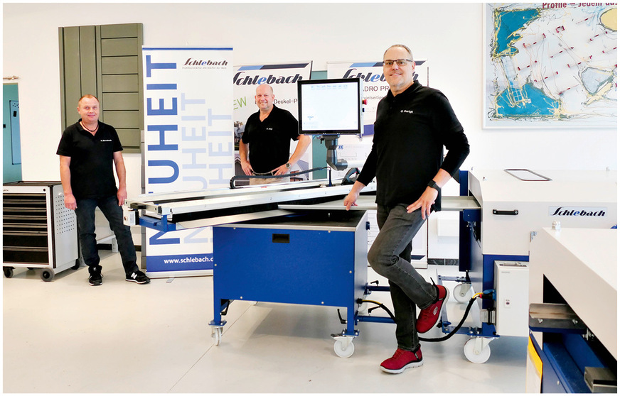 Das Führungsteam ﻿um Christoph Gerigk (rechts) lädt zum Besuch bei Schlebach ein