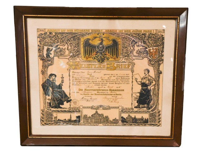 Der Meisterbrief von Georg Hubert