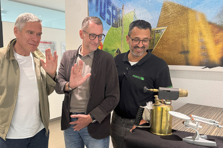 Marketingstrategen: Andreas Buck (BAUMETALL), Martin Fischer (M.A.S.C., Vöhringen) und Yassine Höhnes (Perkeo-Werk) planen die nächsten Schritte