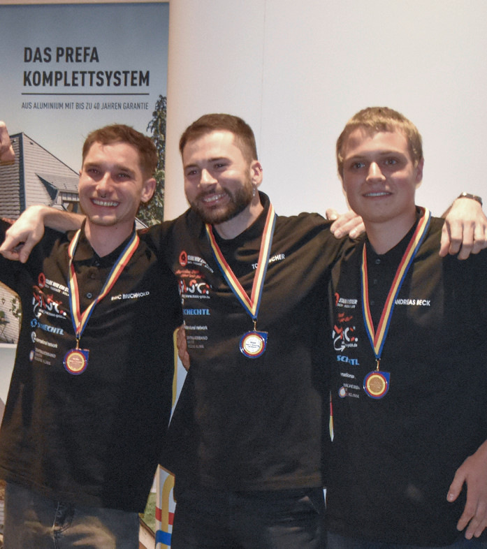 Die Preisträger: Eric Bruchhold (Bronze), Tom Jason Fischer (Silber) und Andreas Beck (Gold)