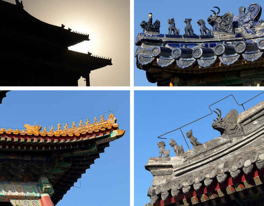 Prächtiger Dachschmuck auf traditionellen chinesischen Gebäuden