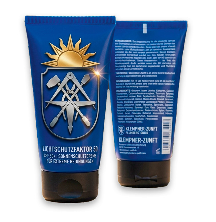 Gibt´s leider noch nicht im Handel: die Sonnencreme für Klempner und Spengler