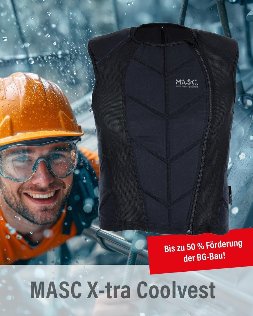 Die Masc X-tra Coolvest vom M.A.S.C.-Team sorgt für Abkühlung an heißen Tagen.