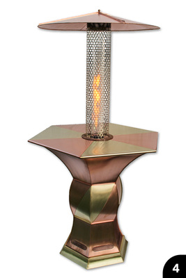 „Heizpilz mit Stehtischfunktion“, Kupfer und Messing, Falztechnik, Wulstabschluss, Lötverbindungen