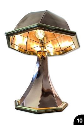 „Gedrehte Tischlampe“, Kupfer und Messing, Falztechnik, Wulstabschlüsse, Löttechnik