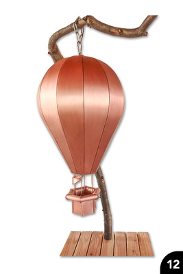 „Zwölfteiliger Heißluftballon“, Kupfer, Falztechnik, Wulstabschlüsse, Löttechnik, Innen-Drahtstruktur