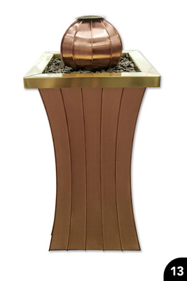 „Zierbrunnen mit Kugel“, Kupfer und Messing, Falztechnik, Löttechnik