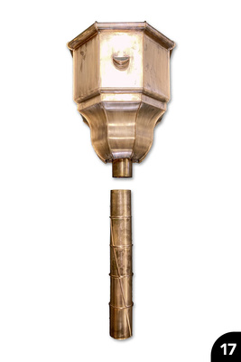 „Fassadenkessel mit gedrehtem Rohr“, Kupfer und Titanzink, Falztechnik, Wulstabschlüsse, Löttechnik