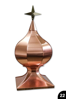 „Zwiebelturm mit Sockel“, Kupfer, Falztechnik, Drahteinlage, Abschlüsse