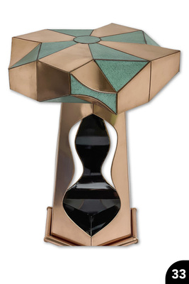 „Innovativer Vintage-Beistelltisch“, drei Kupferoberflächen, Falztechnik, Wulstabschlüsse, Löttechnik