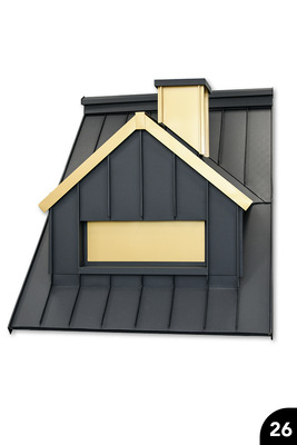 Dachmodel: Falztechnik an Dachfläche, Schornstein und Gaube. Materialmix