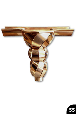 Rinnenerweiterung mit Rinnenkessel: Gefalzte und gelötete, teilweise gedrehte Segmente. Cu 0,6 mm