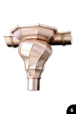 Rinnenerweiterung mit gedrehtem Kessel: Konkav/konvex geschwungene und gedrehte Segmente. Falztechnik. Cu&nbsp;