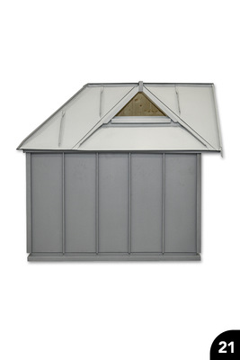 Dach- und Fassadenmodel. Falztechnik an Sockel, Wand- und Dachflächen