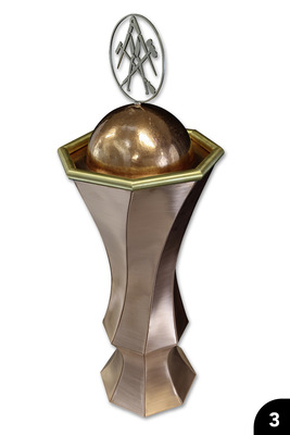 Gerdehter Zunftpokal: Konkav/konvex geschwungene und gedrehte Segmente. Falztechnik. Cu + CuZn