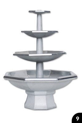 9 Mehrteiliger Zimmerspringbrunnen mit vier segmentierten Brunnenbecken