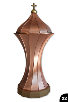 22 12-teiliges, nach außen gefalztes, um ein Segment gedrehtes Taufbecken mit ­getriebenem Becken