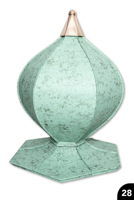 28 Mehrteiliger gefalzter Zwiebelturm mit Dachspitze und Sockel 