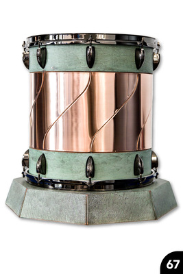 67 Kupfer-Blechtrommel mit Sockel aus teilw. 150 Jahre altem gefalztem Material und gelötetem Sockel 