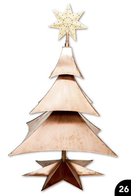 26 Gefalzter Spengler-Weihnachtsbaum mit sternförmigem Fuß und Sternspitze