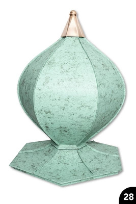 28 Mehrteiliger gefalzter Zwiebelturm mit Dachspitze und Sockel