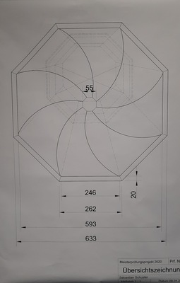 Die Draufsicht auf den Präsentationstisch offenbart einen gestalterischen Kniff: Die Tischplatte lagert asymmetrisch auf dem Fuß. - © Wirtz / BAUMETALL
