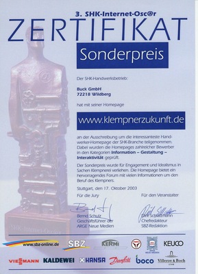 Klempnerzukunft Internet-Oscar 2003