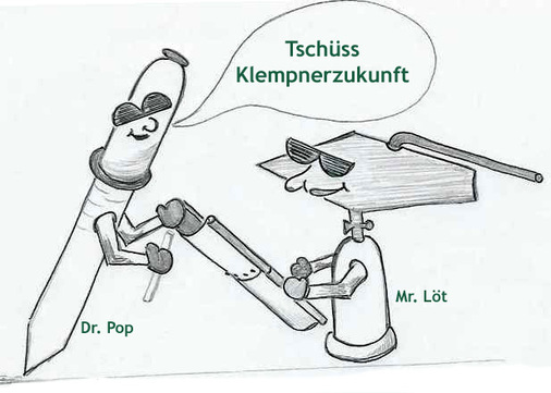 Dr. Pop & Mr. Löt verabschieden die Klempnerzukunft am 31. Januar 2020 - © Klempnerzukunft
