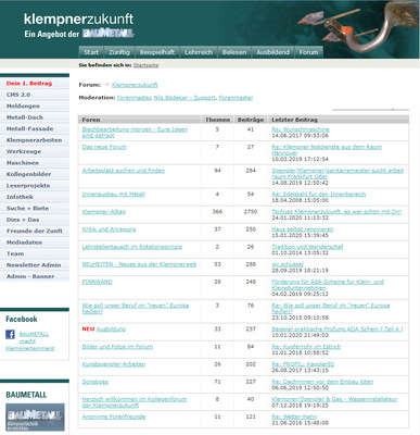 Dieser Screenshot der  Klempnerzukunft zeigt 4955 Beiträge - © Klempnerzukunft
