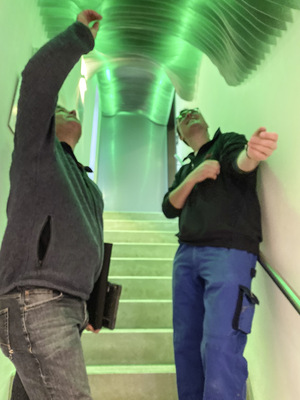 Spannend ist auch das Treppenhaus im Firmengebäude des Kollegen Engel 