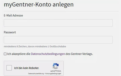 2. Als Nächstes folgt die Festlegung von E-Mail-Adresse und Passwort. Bestimmen Sie dazu die E-Mail-Adresse und das Passwort, mit denen Sie sich künftig auf www.baumetall.de anmelden möchten