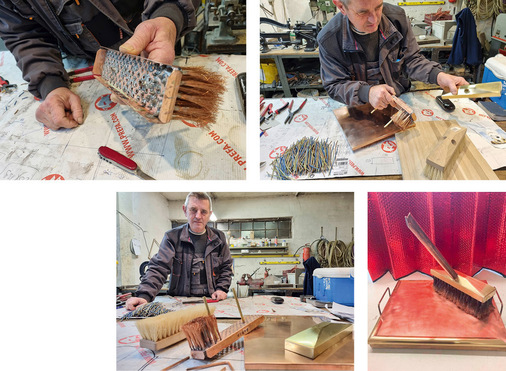 Die Anfertigung von Wettbewerbstrophäen ist Chefsache: Hier fertigt Gyula Kozma die in Form eines Besens gestaltete Trophäe „Die Wanderzeit“ an