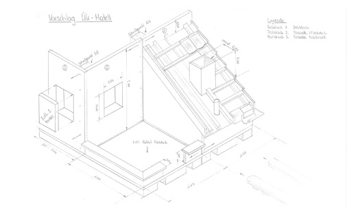 Detailliert: die von Hand gezeichnete Skizze einer Dachgaube - © Bild: BAUMETALL
