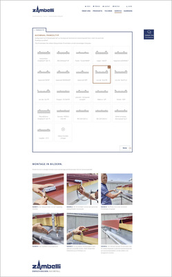 Der Sandwichpaneel-Konfigurator ist auf www.zambelli.com ­unter dem Menüpunkt „Service“ abrufbar. Auf der Seite sind u. a. auch ­Informationen zur Montage des Systems verfügbar - © Bild: Zambelli Holding GmbH
