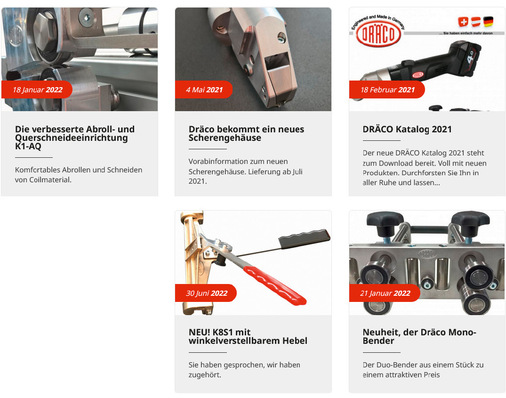  Dräco stellt regelmäßig praktische Neuheiten zur Blechbearbeitung vor